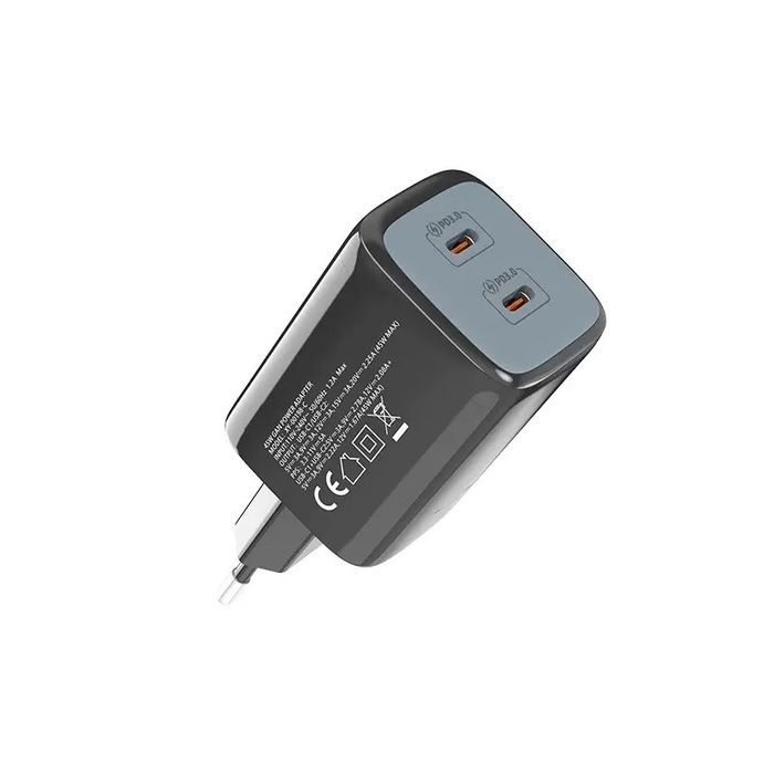 Зарядное устройство, блок, вилка, GaN 45W, 2 USB-C + ПОДАРКИ