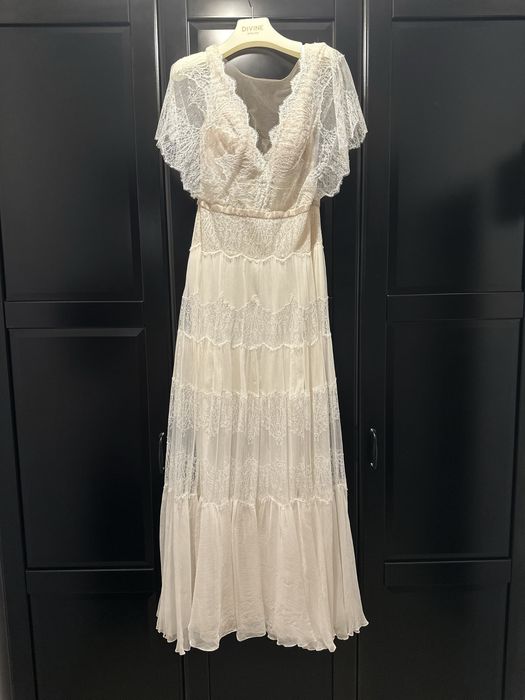 Rochie de mireasa in stil boho din matase si voal (Divine Atelier)