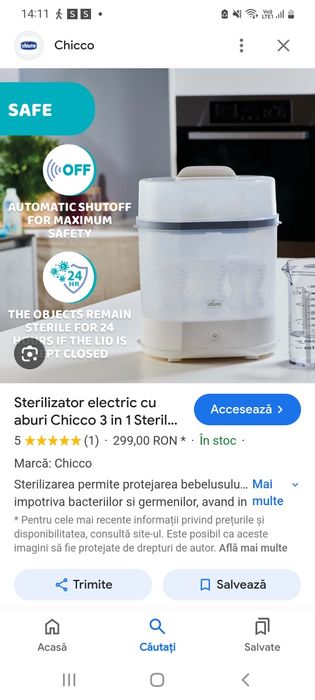 Sterilizator electric Chicco 3 în 1