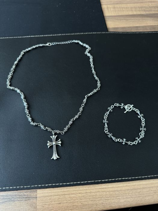 Set Chrome Hearts Lant si Bratara Cross Classic
