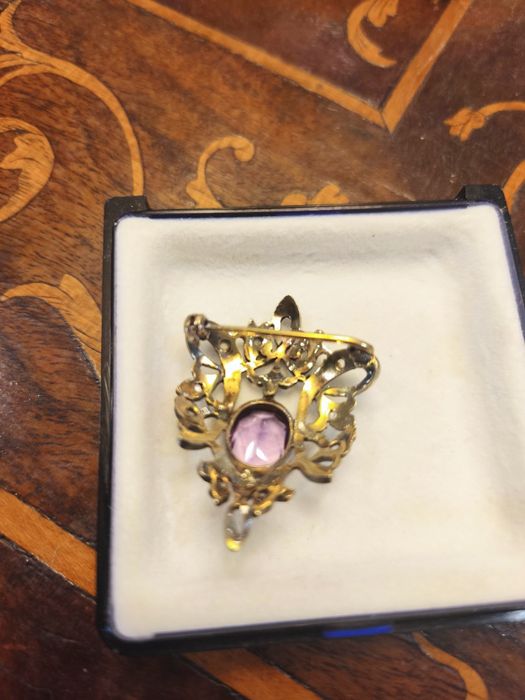 Broșă Aur cu argint