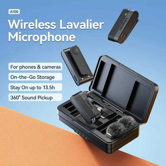 Ulanzi A100 – Безжичен лавалиерен микрофон за смартфон и камера