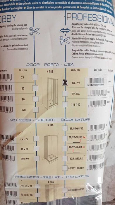 Cabine de duș rabatabilă, extensibilă și reductibilă, două laturi si de o latura 3 modele