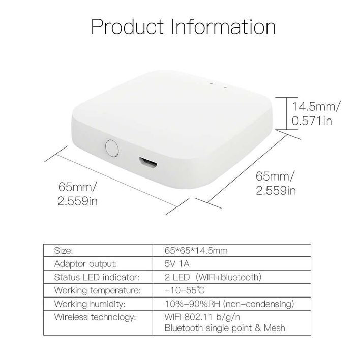 Centrala retea Hub Bluetooth Gateway Tuya Smart Life pentru senzori