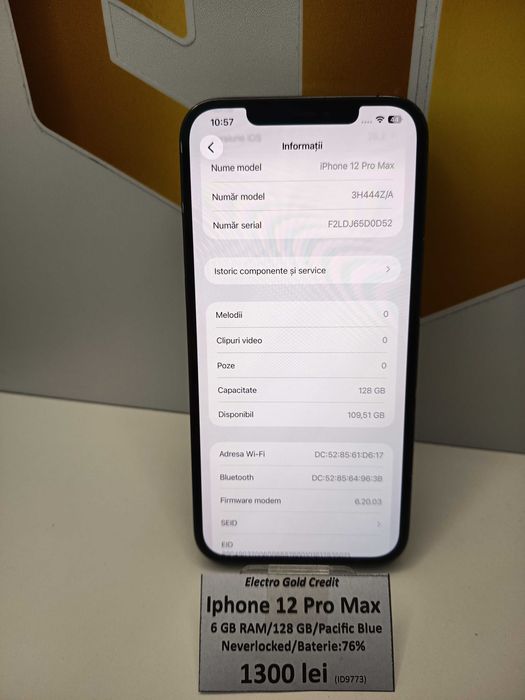 Iphone 12 Pro Max 128GB Pacific Blue/Neverlocked/Baterie:76% ID9773