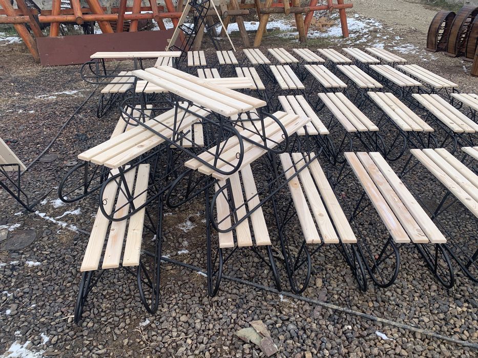 Sanie din metal cu lemn pentru copii