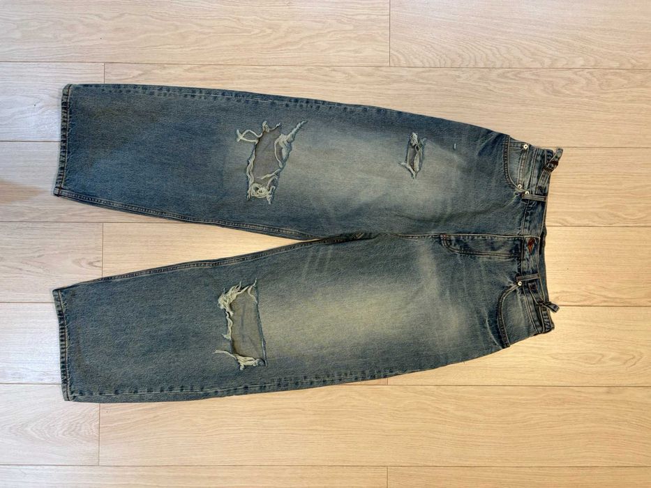 Balenciaga SS23 Baggy Skater Demna Mud Show Ripped Jeans Blue