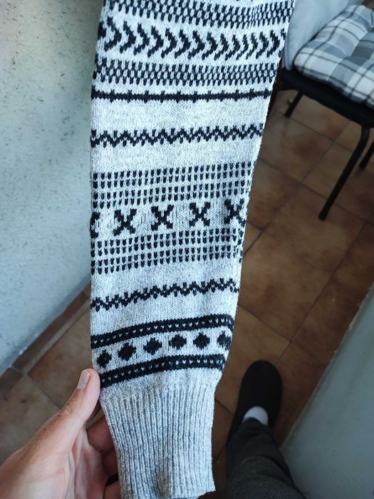 Pulover H&M Divided tricot, gri-negru, mix lana+bumbac, mărimea M