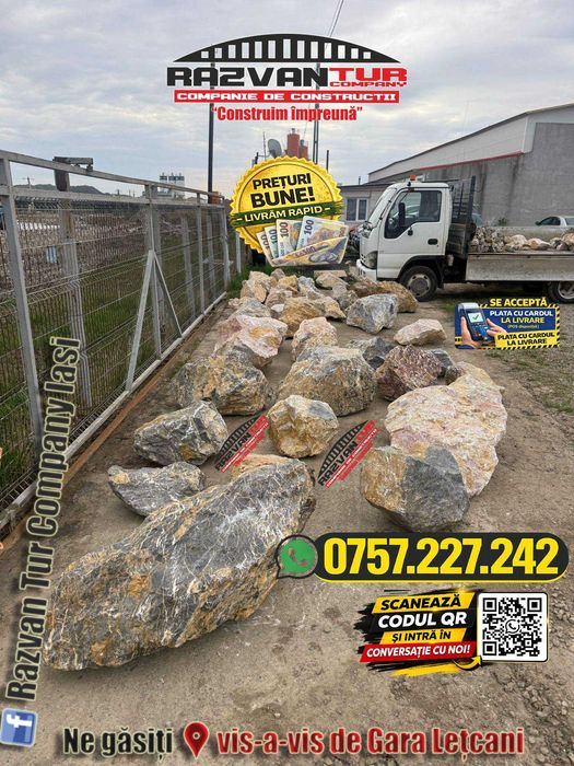 Piatră decorativă 25–63 mm / 90–120 mm | Grădină | Garduri | Livrare