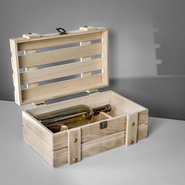 Дървена щайга за 2бр бутилки