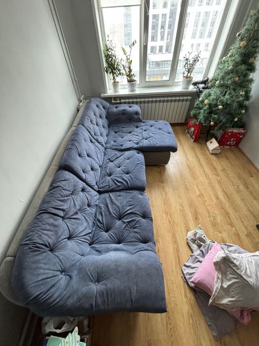 диван угловой синий велюр