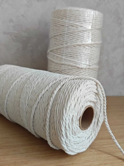 Шнур ХБ 4мм для макраме,верёвка для вязания,бечевка хлопковая