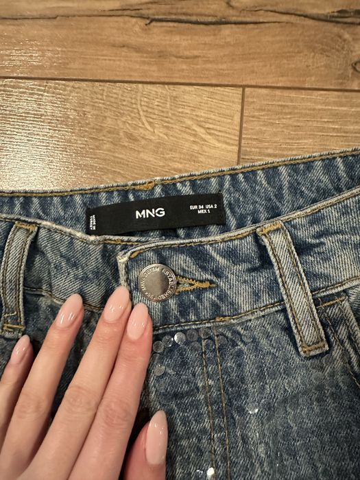 Дънки с пайети MANGO