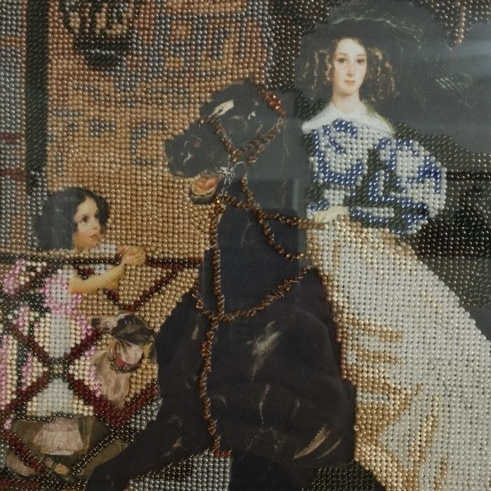 Картина "Всадница" (вышивка бисером)