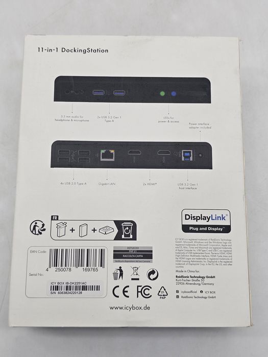 Stație de andocare ICY BOX USB-C (11-în-1) pentru 2 monitoare (2x HDMI