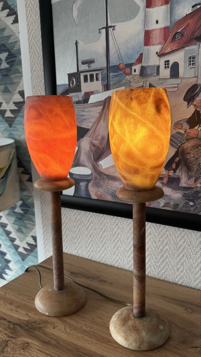 Винтидж нощни лампи от алабастър 2бр