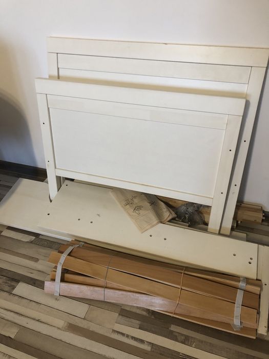 Cadru pat SUNDVIK IKEEA -extensibil+somieră, alb, 80x200 cm