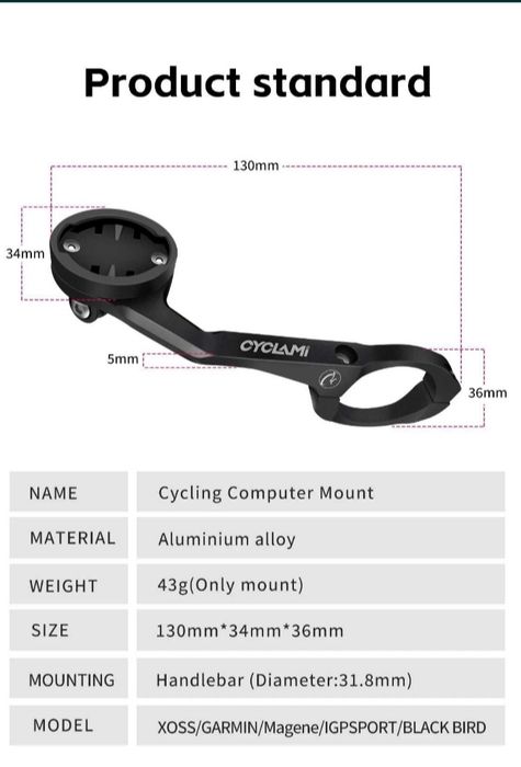 Suport Garmin aluminiu Cyclami S5 ciclocomputer ghidon bicicleta
