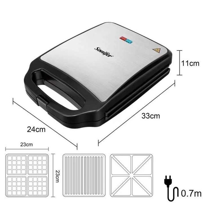 Sonifer 3в1 Сендвичница тостер вафельница Toster sf-6087
