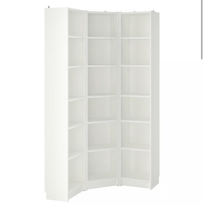 Bibliotecă Billy, Combinaţie bibliotecă/colţar, alb, 95/95x28x202 cm