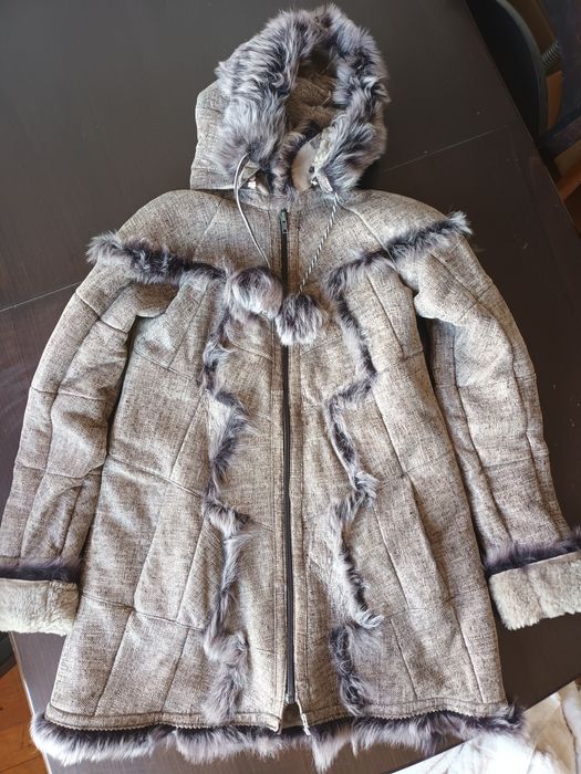 Детско палто от естествена обърната кожа 10-11 години