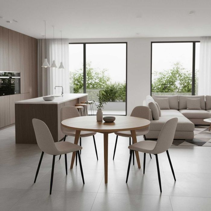 Set 4 scaune textile cu picioare metalice, design scandinav