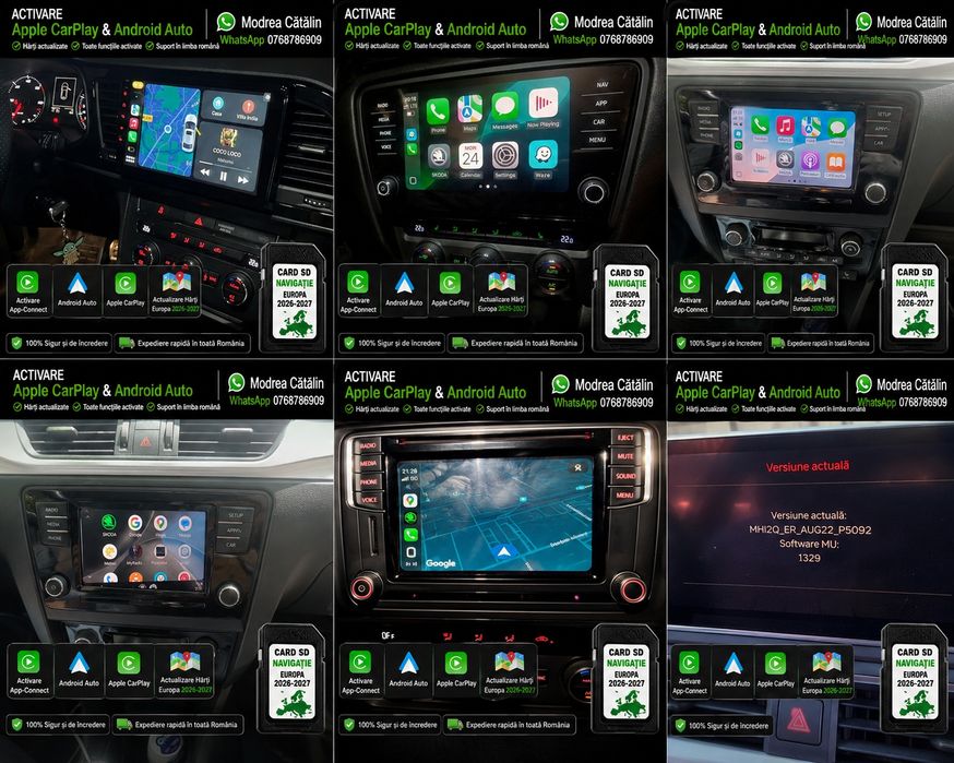 Activare Apple CarPlay & Android Auto | Hărți Europa 2026-2027 | VW Audi Skoda Seat Porsche