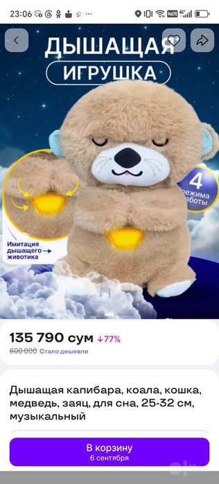Скидка. Музыкальная выдра для сна.