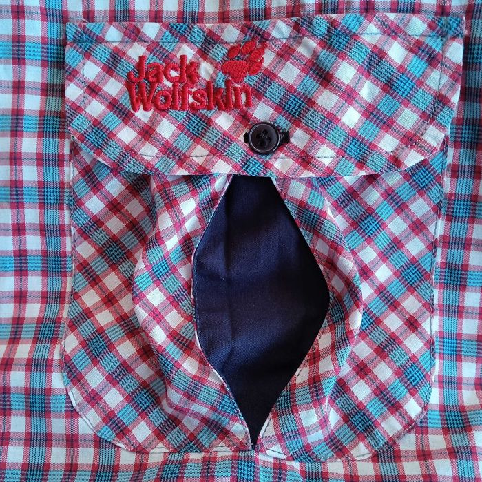 %SALE! КАТО НОВА JACK WOLFSKIN Size M оригинална карирана риза с къс ръкав Джак Улфскин Plaid Shirt