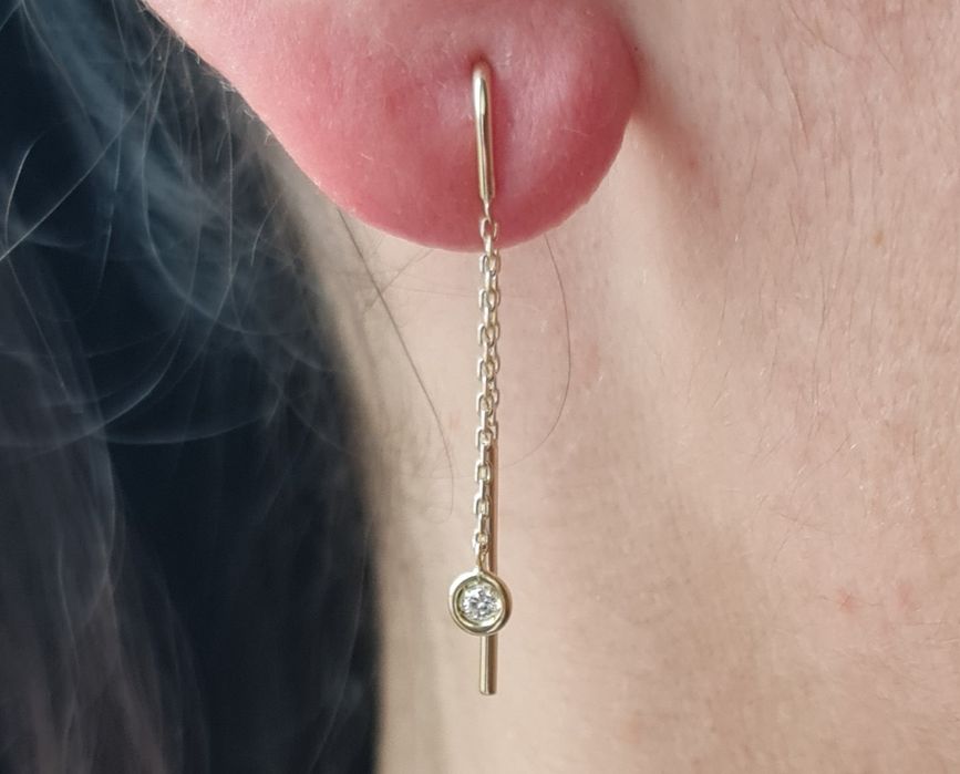 Cercei aur galben 18k cu diamante naturale creați manual