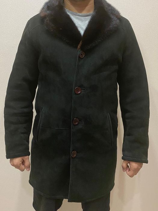 мужская приталенная дубленка