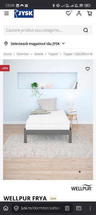 Saltea topper 120x200 GOLD T30 WELLPUR de la Jysk