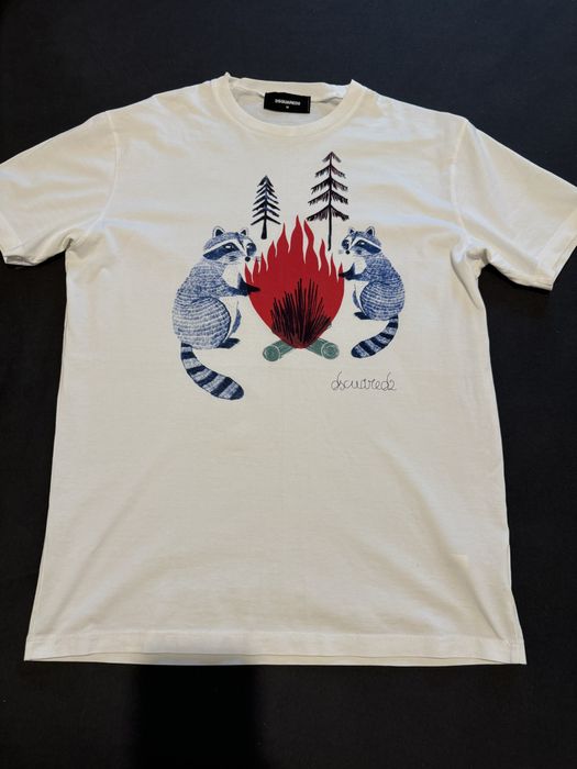 Tricou Dsquared2 alb imprimeu M L original