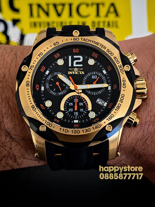 INVICTA Speedway Gold/Black Swiss 51 mm, Инвикта нов ръчен часовник