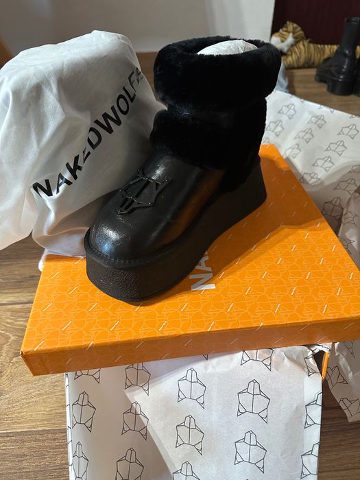 Ghete noi negre NAKED WOLFE din piele naturala, marimea 37