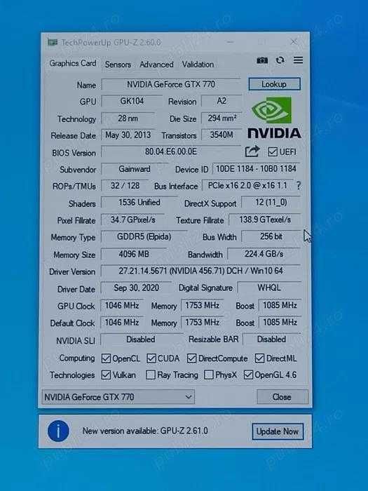 Placa video Gainward GTX 770 Phantom 4 GB GDDR5, 256 bit