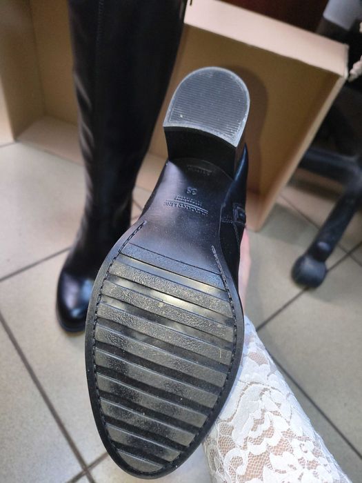 Cizme înalte de piele cu fermoar