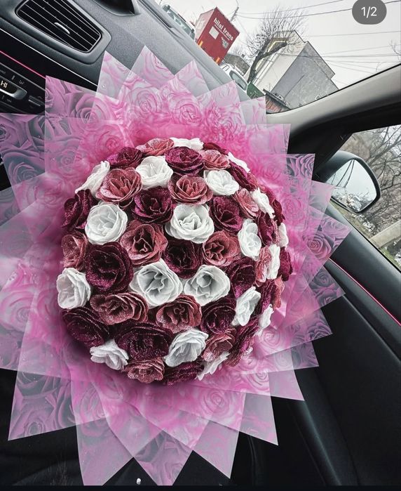 Buchet trandafiri sapun sclipici cadou  stich