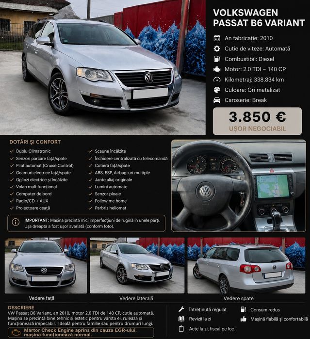 Vând Volskwagen passat B6 break gri