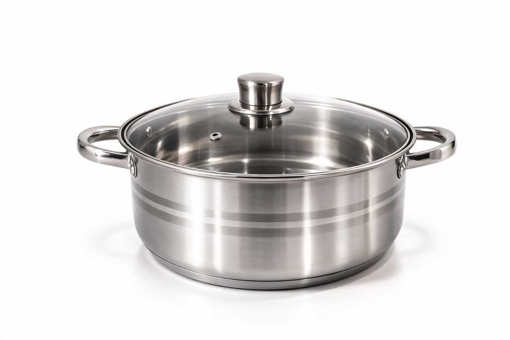 Cratita inox 7.3 litri cu capac de sticla pentru gatit zilnic