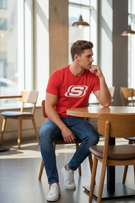 Мъжка тениска, SKECHERS, Червена
