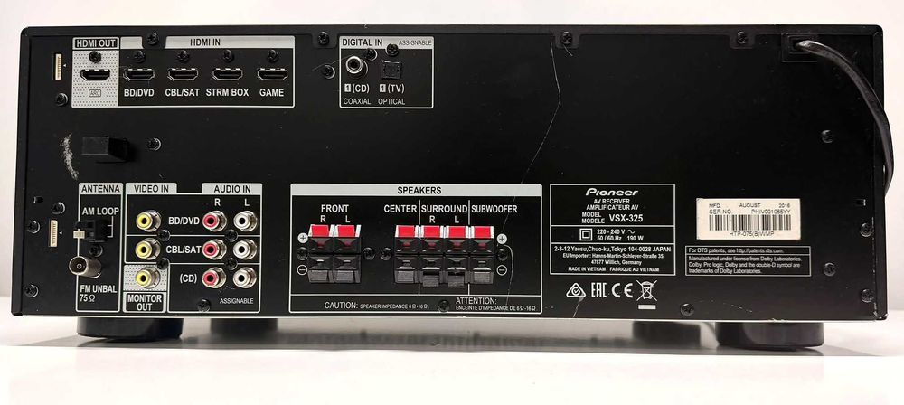 Pioneer VSX-325 5.1 HDMI Amplificator 4K ARC USB Dolby True DTS-HD SUB pasiv