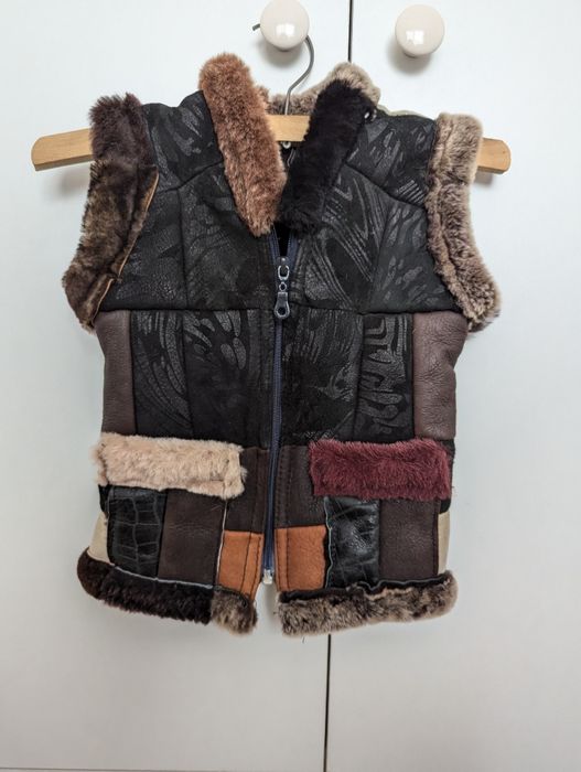 Vesta copii blana,  piele naturala, 1-2 ani, 86-92-98