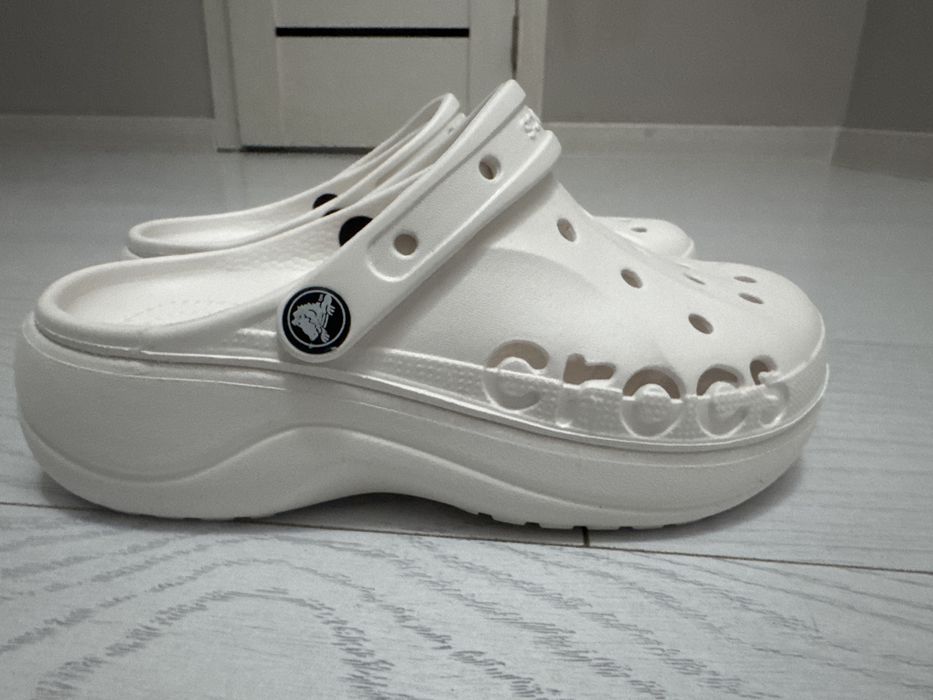 Кроксы Crocs на платформе белые, новые