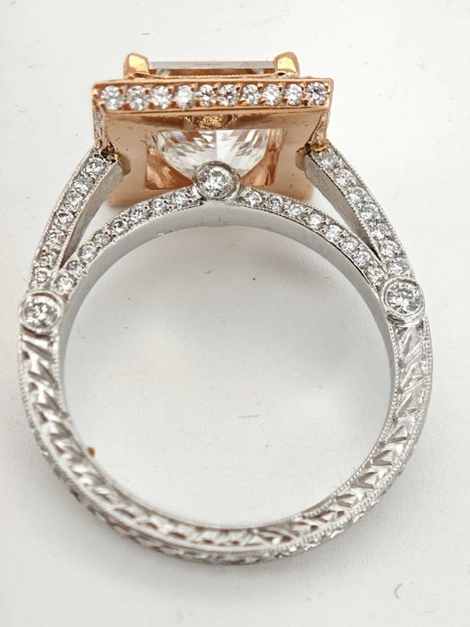 inel 18k/PT diamante naturale si lab grown 4ct IGI