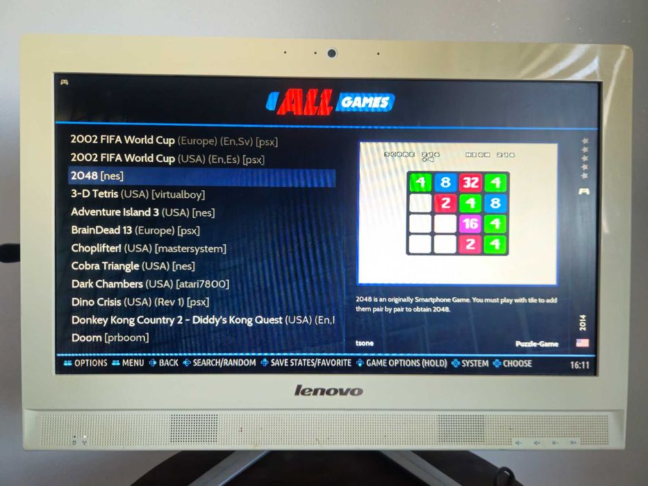 Lenovo All-in-One AMD E2-3800, 8GB DDR3, Radeon HD, Batocera