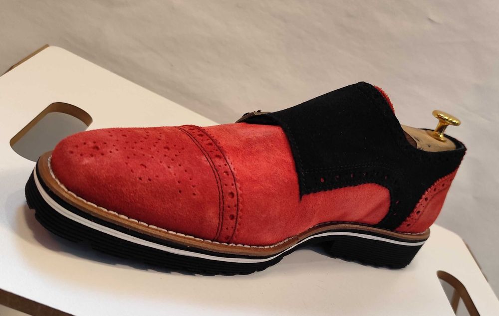 Pantofi monk 42 42.5 43 de lux Girotti NOI lucrati manual piele natura