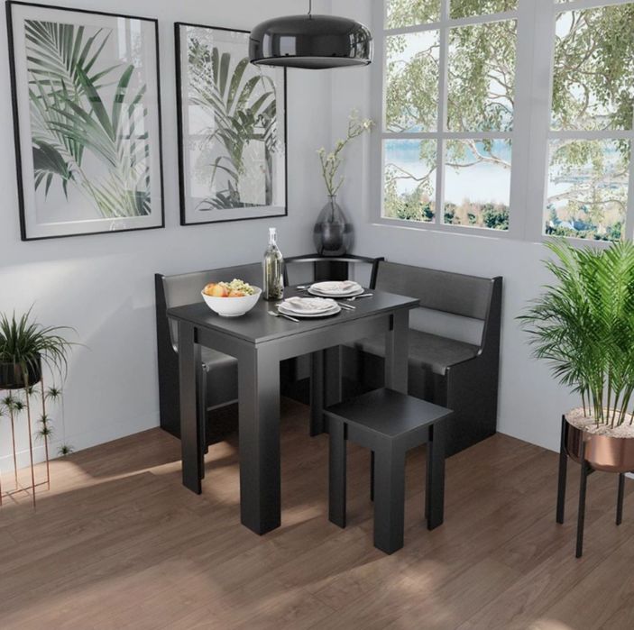 Черна тапицирана пейка с ракла 5632