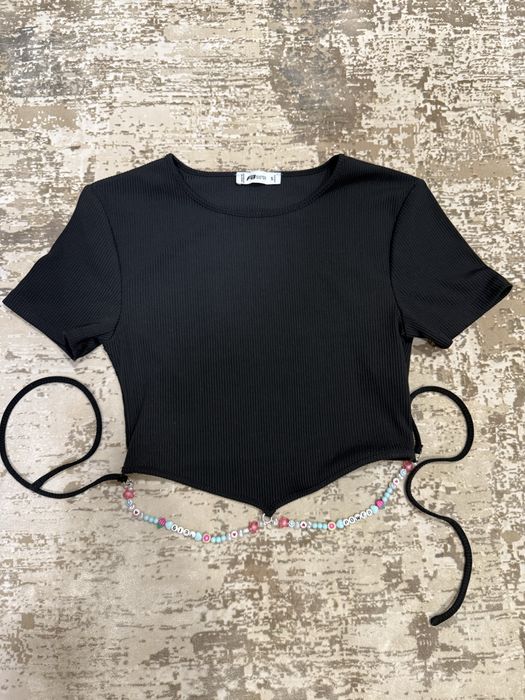 Къса блуза/ кроп топ с връзки