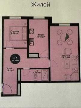 ЖК Ziyonur 2комн/1/6 Чистовая, 55м2, +кадастр. Разделка. Ор-р: Т Малик